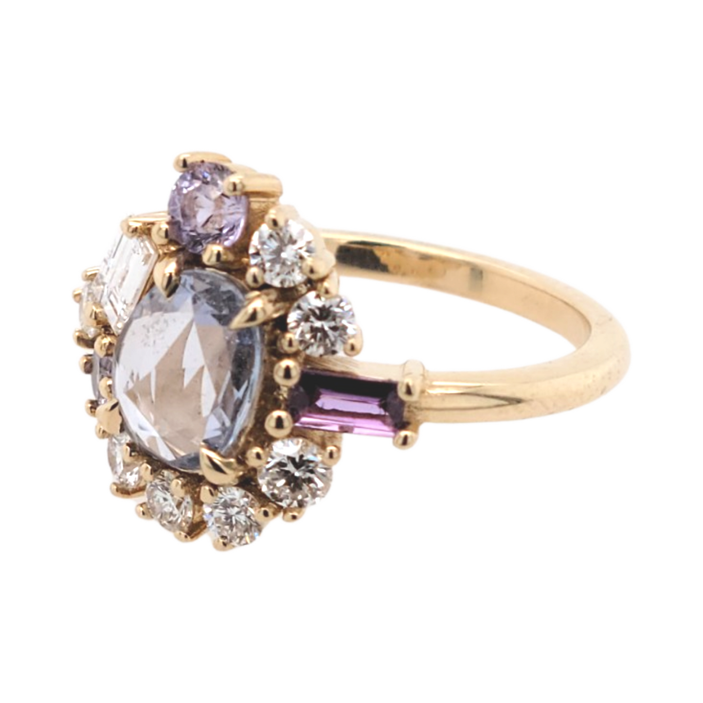 Mauve Cluster Engagement Ring