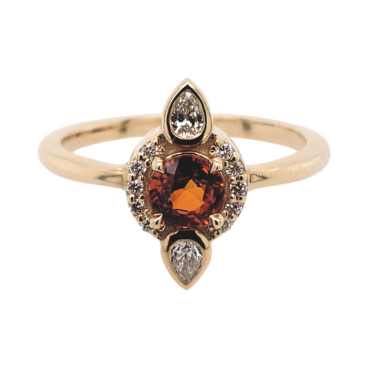 Orange Sapphire Halo Ring