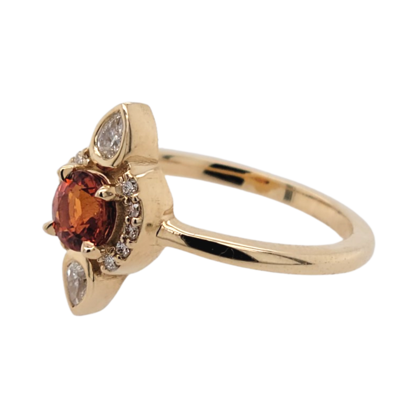 Orange Sapphire Halo Ring