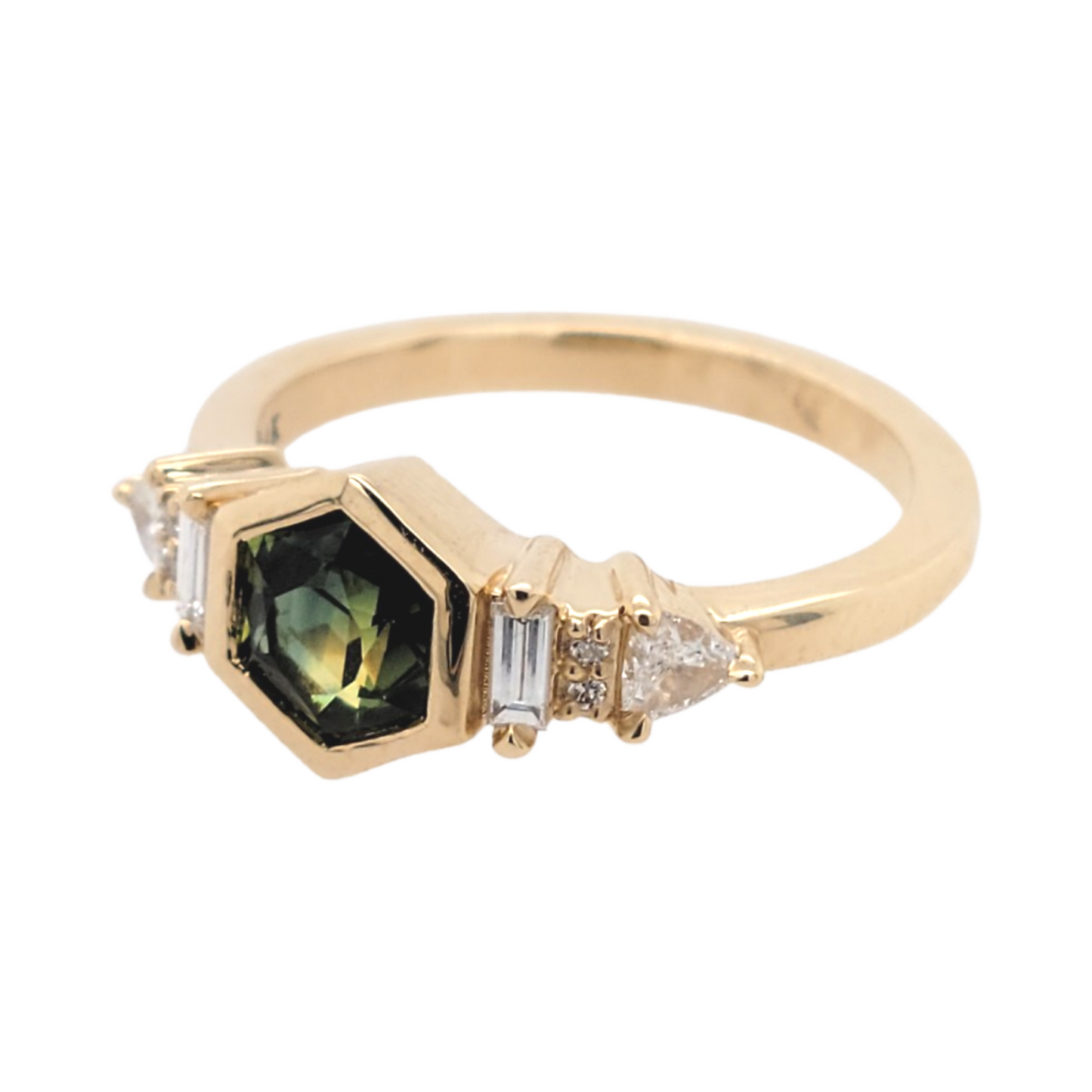 Sapphire Hexagon Engagement Ring