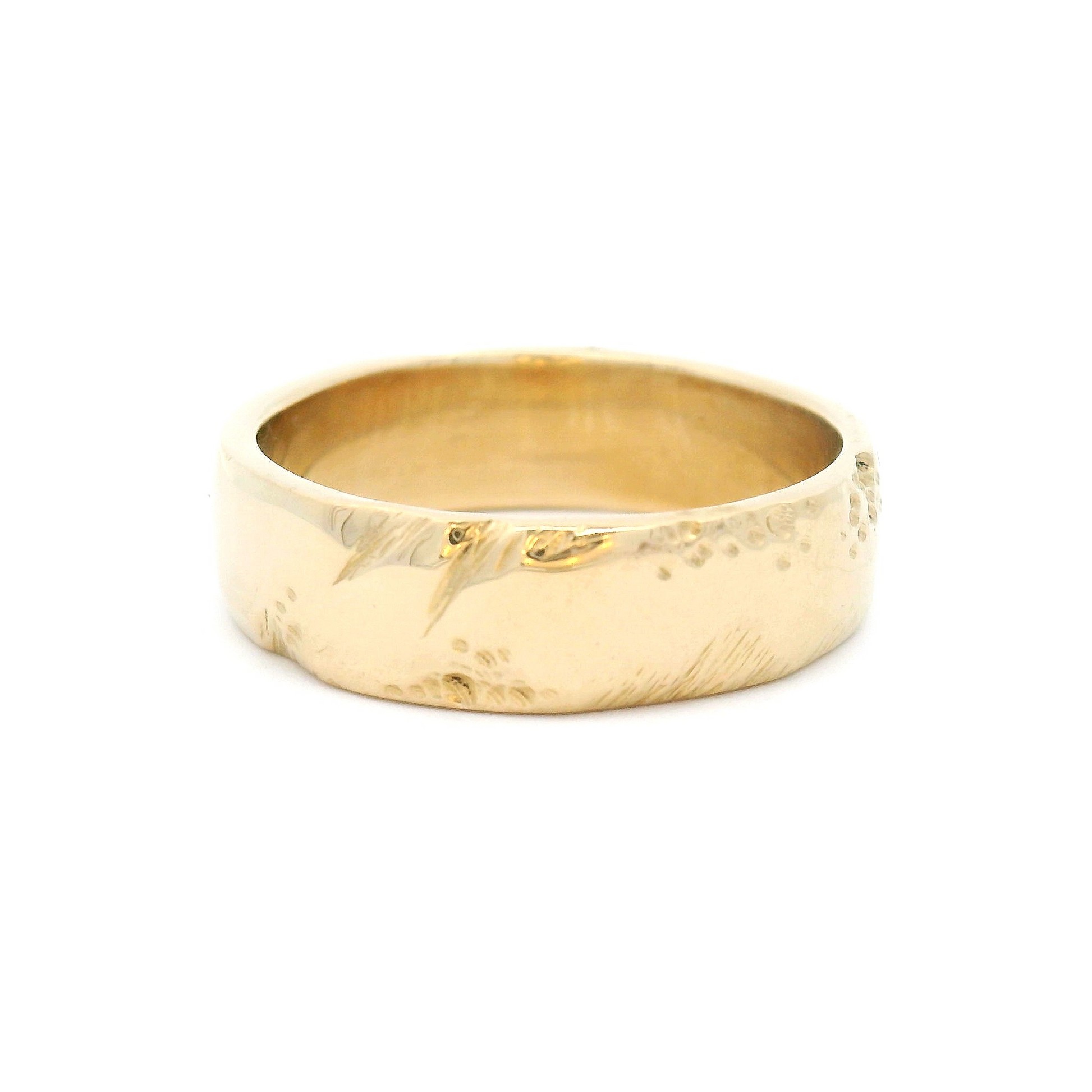 10k Yellow Textured Wedding Band
