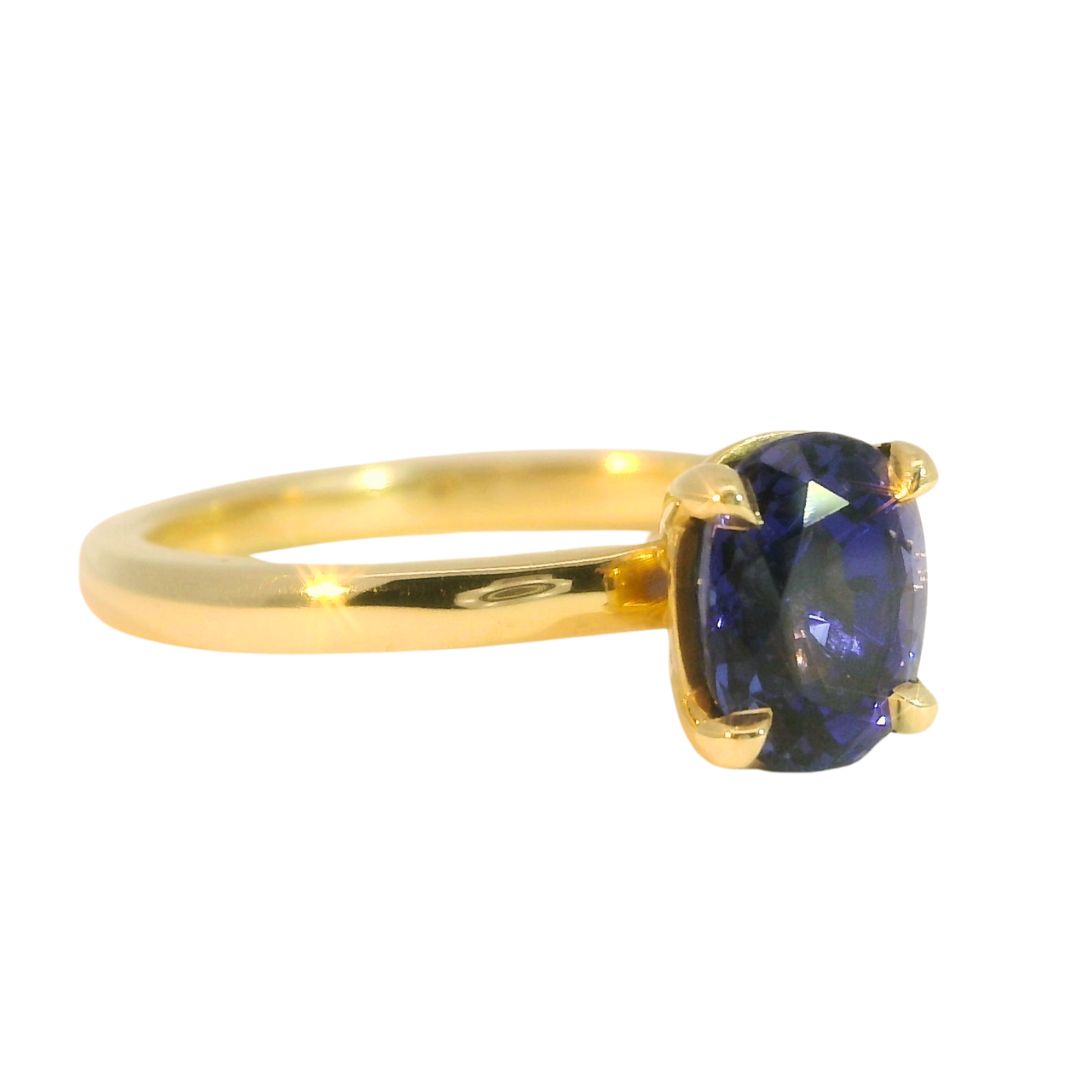 Blue Sapphire Solitaire Engagement Ring