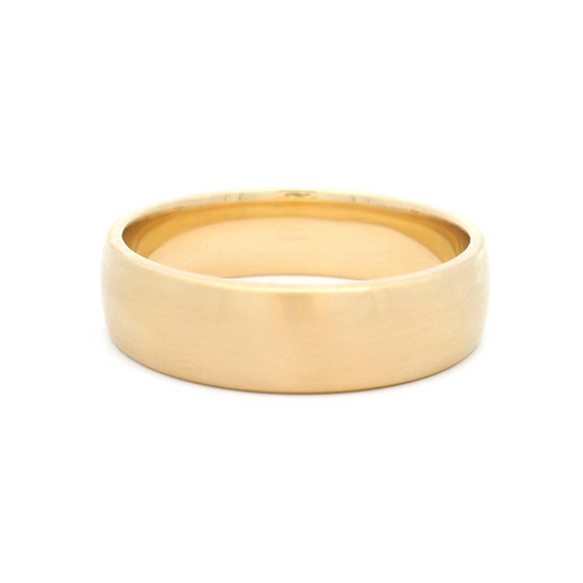 10k Yellow Satin Half-Round Wedding Band