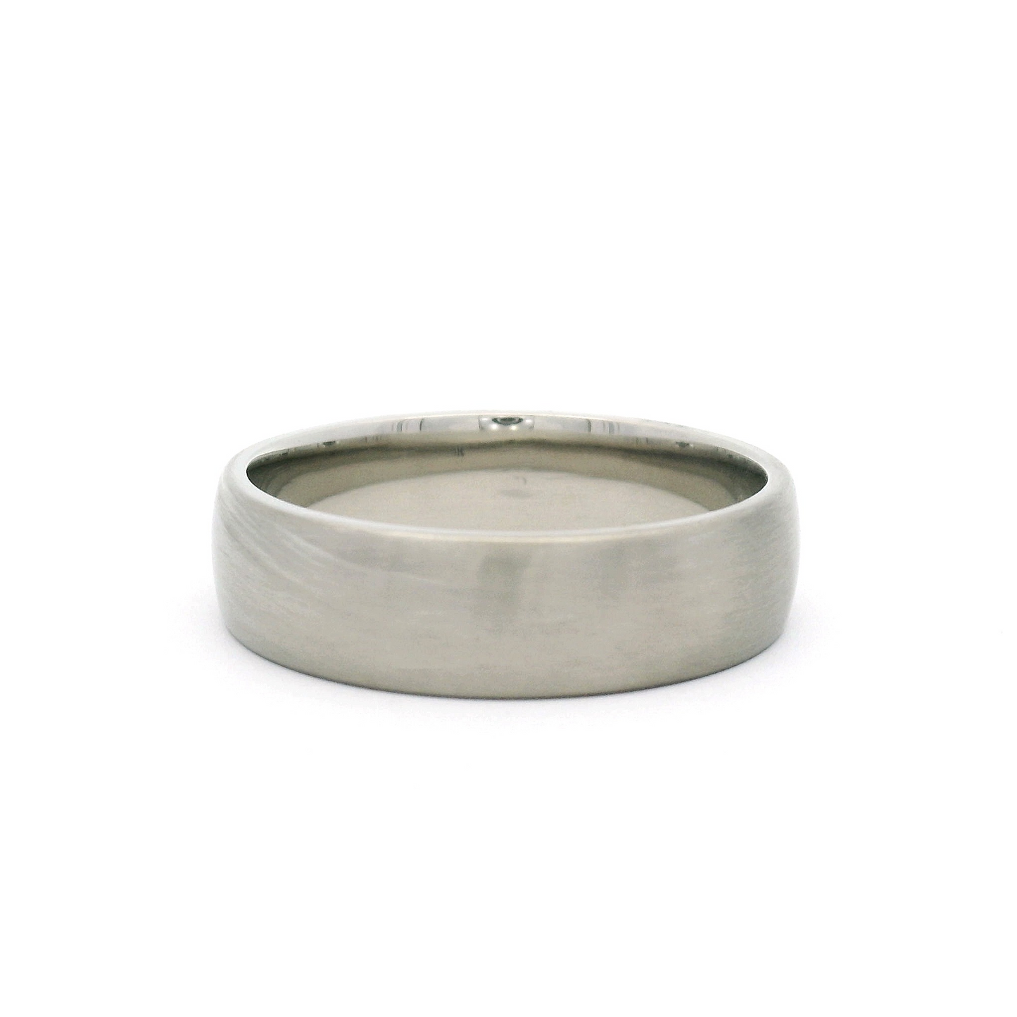 10k White Satin Half-Round Wedding Band