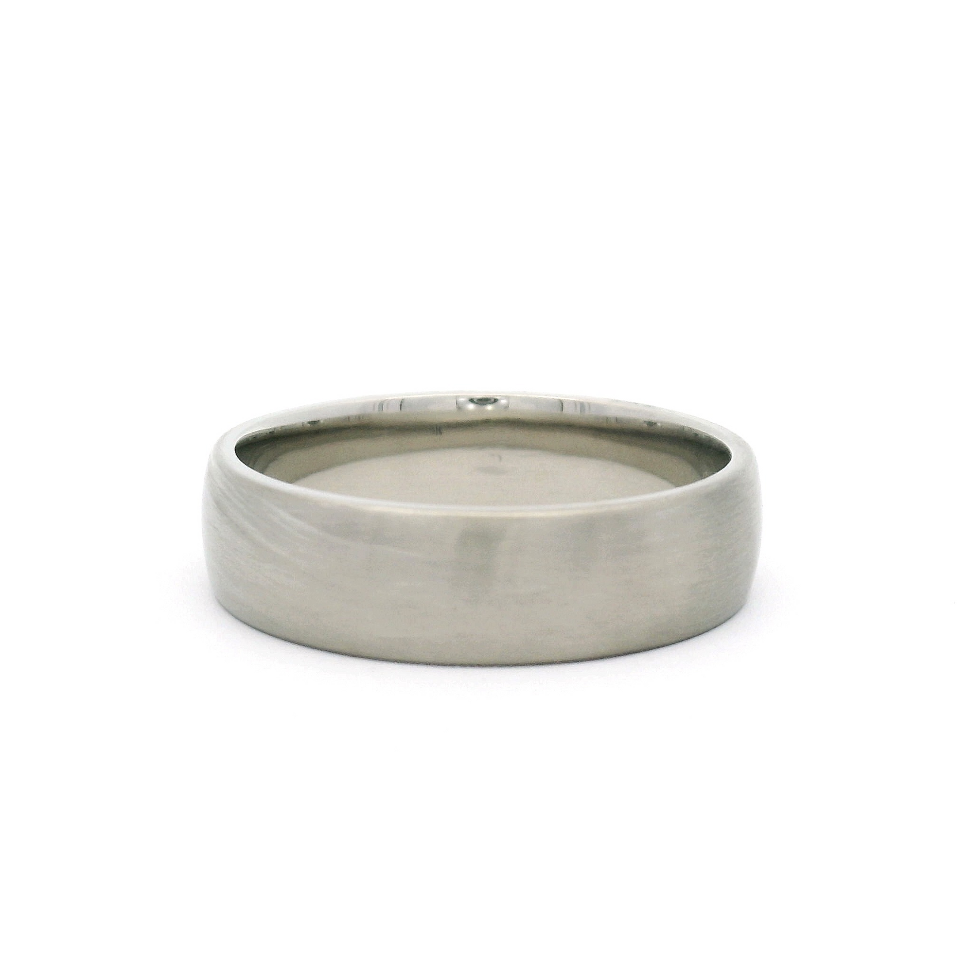 10k White Satin Half-Round Wedding Band