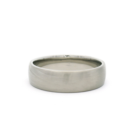 10k White Satin Half-Round Wedding Band