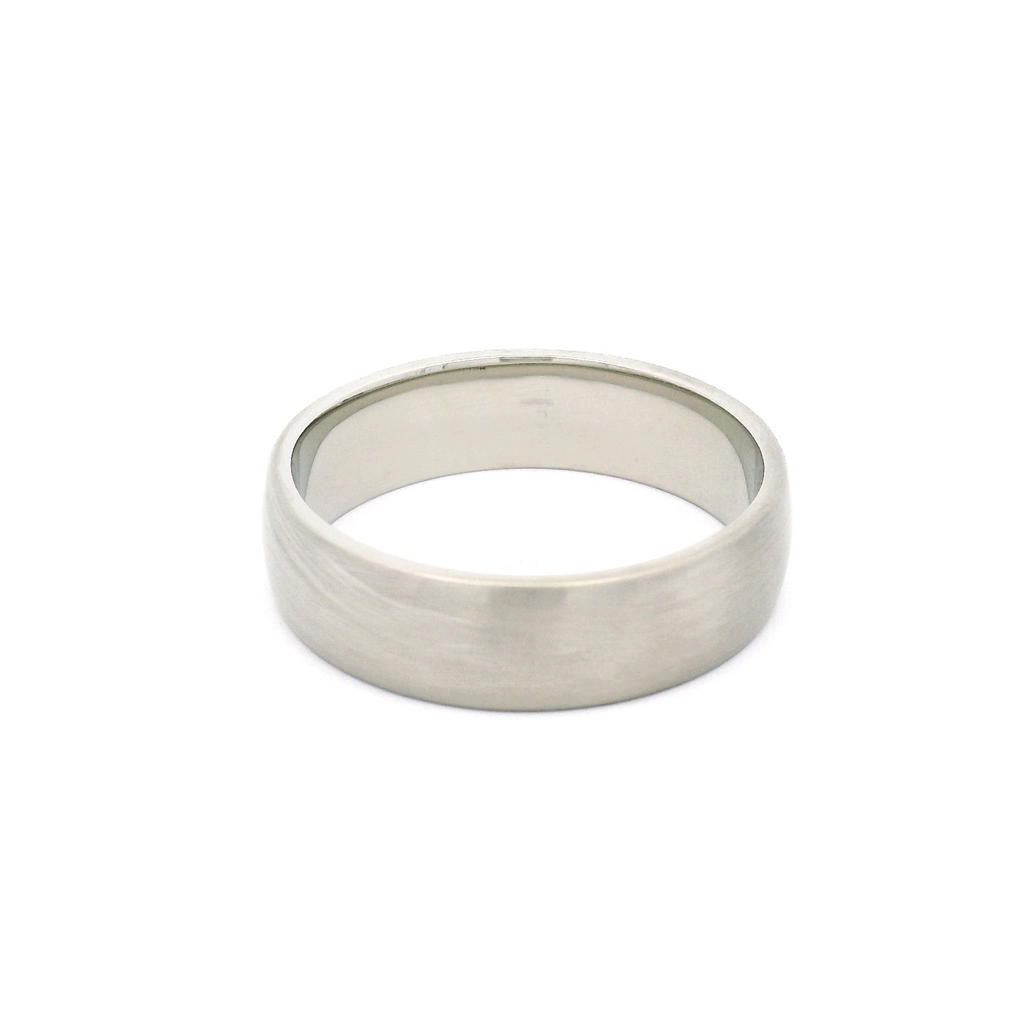 10k White Satin Half-Round Wedding Band
