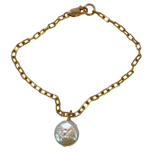 Single Pearl Charm Bracelet