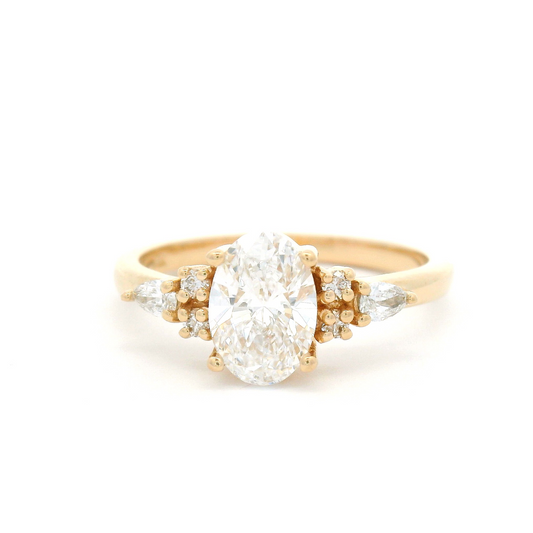 14k Yellow Ring with 0.91ct Oval Lab-Grown Diamond and Lab Accent Diamonds