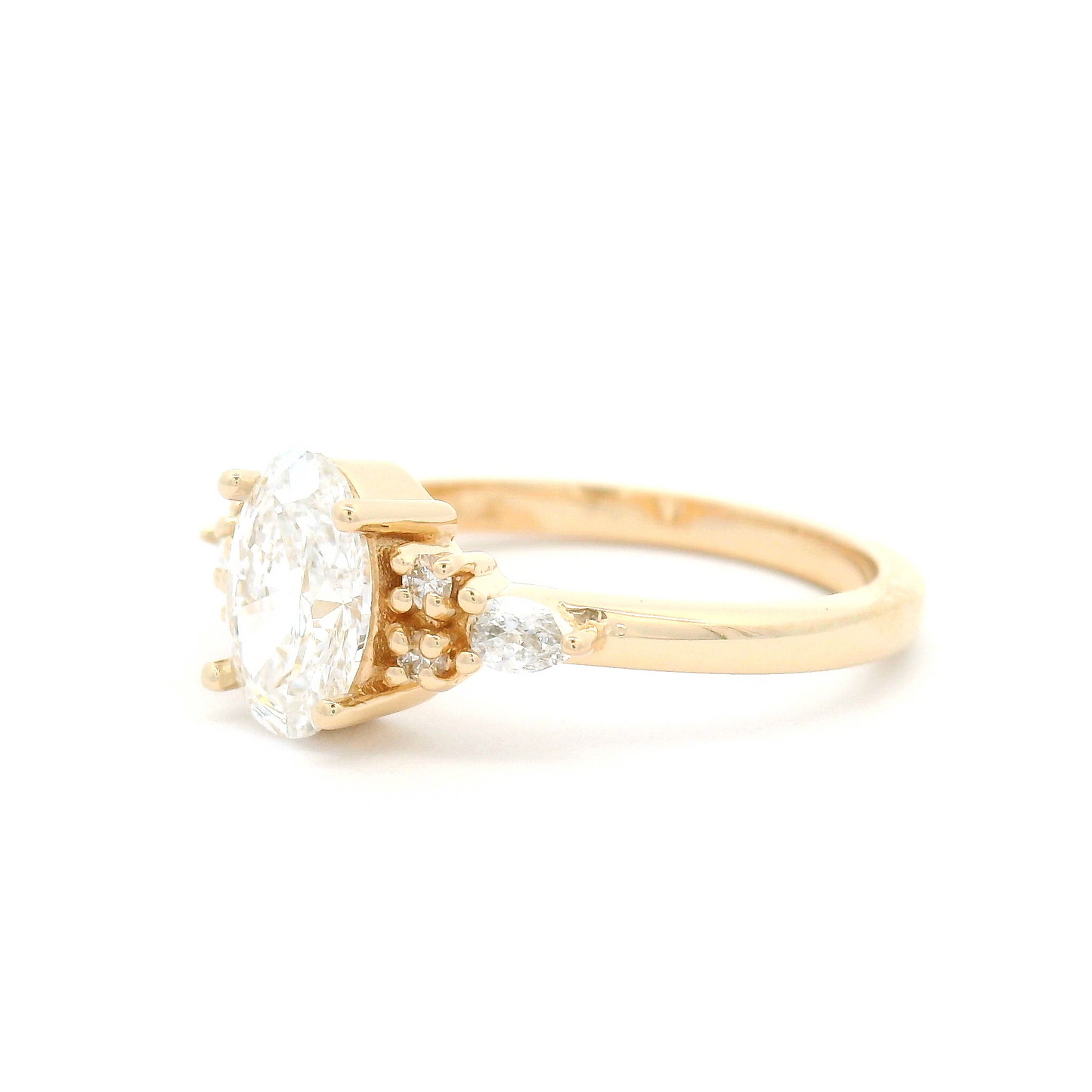 14k Yellow Ring with 0.91ct Oval Lab-Grown Diamond and Lab Accent Diamonds