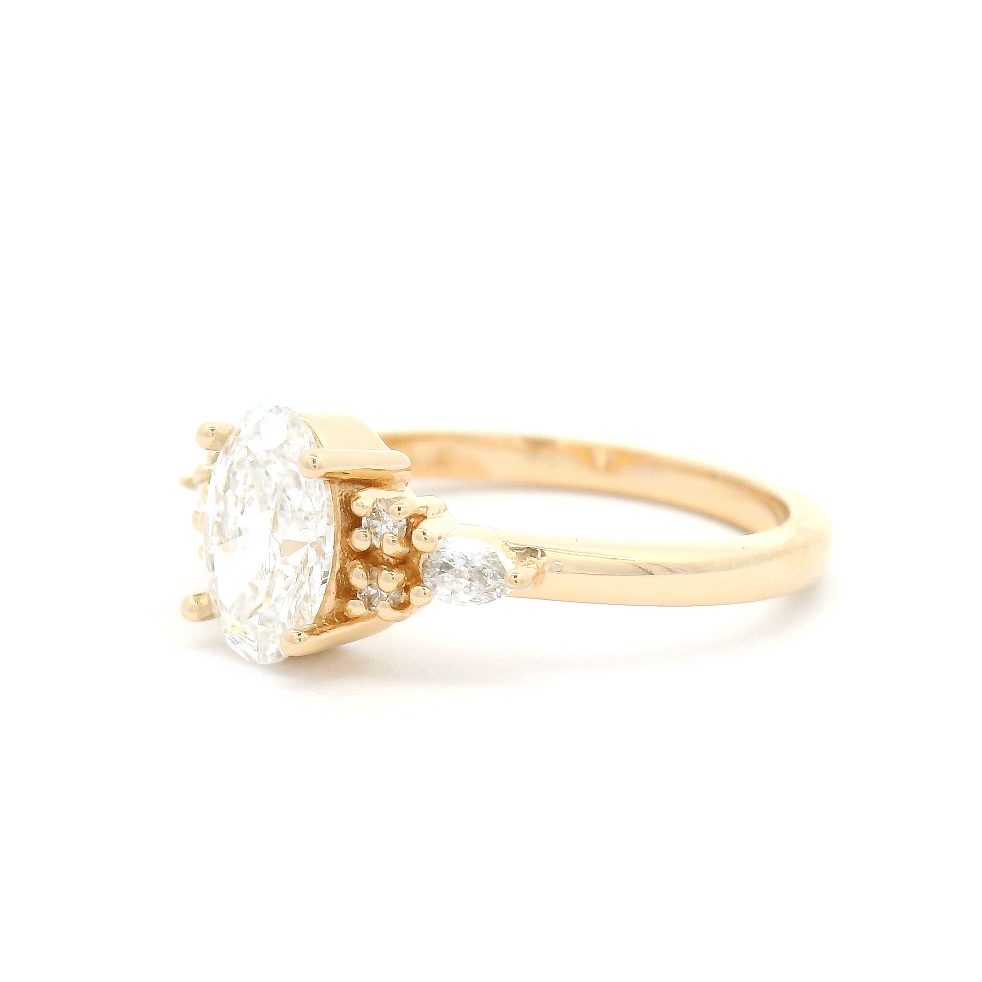 14k Yellow Ring with 0.91ct Oval Lab-Grown Diamond and Lab Accent Diamonds