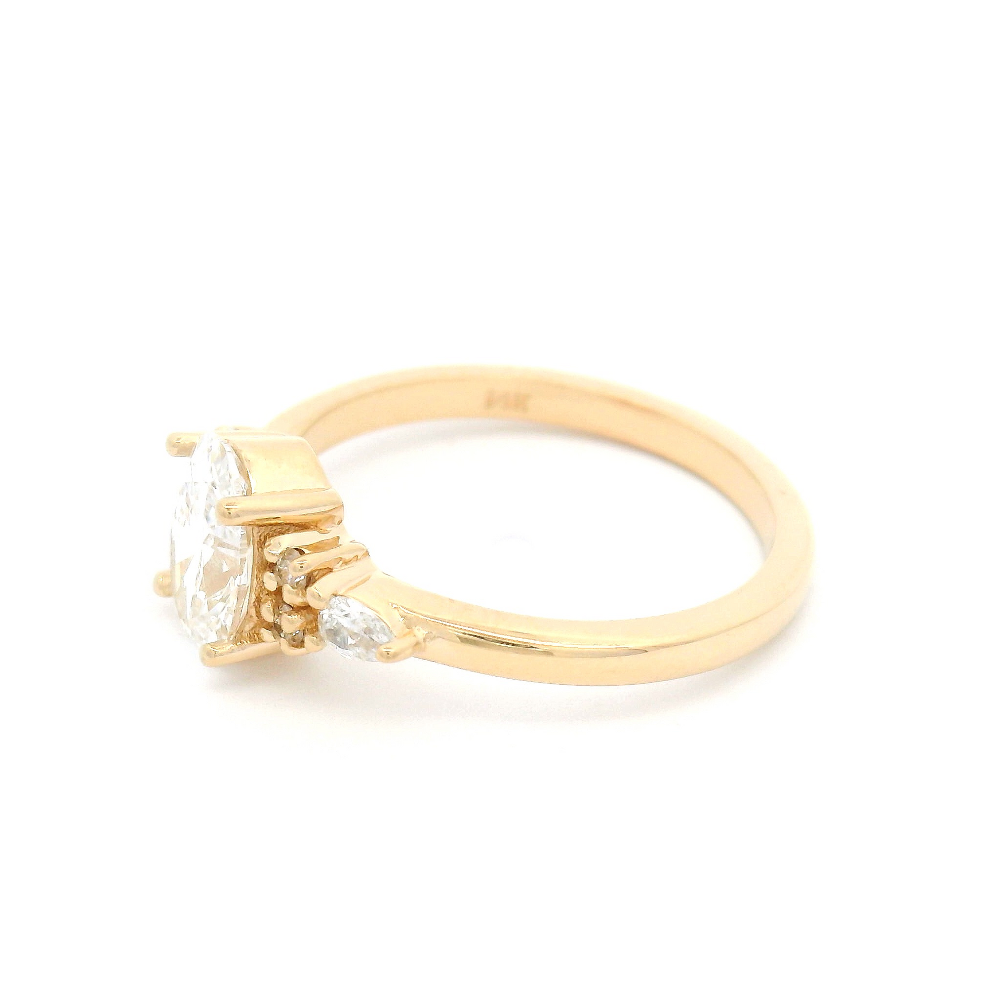 14k Yellow Ring with 0.91ct Oval Lab-Grown Diamond and Lab Accent Diamonds