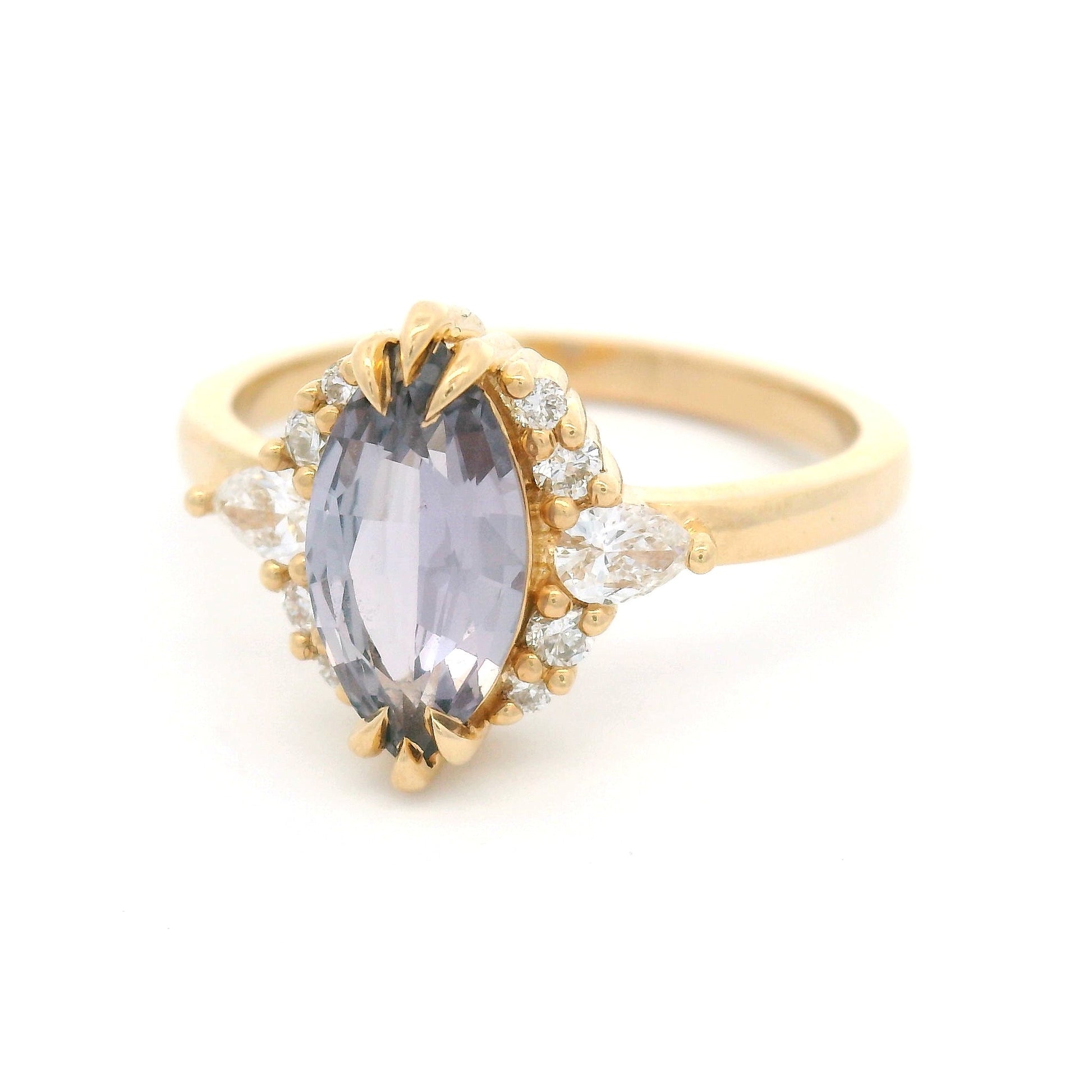 14k Yellow Ring with Natural 1.24ct Purple Sapphire and Accent Lab-Grown Diamonds