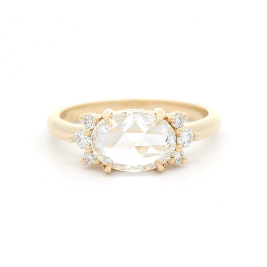 14k Yellow Engagement Ring with Lab-Grown 1.22ct Rose-Cut Diamond and Accent Diamonds