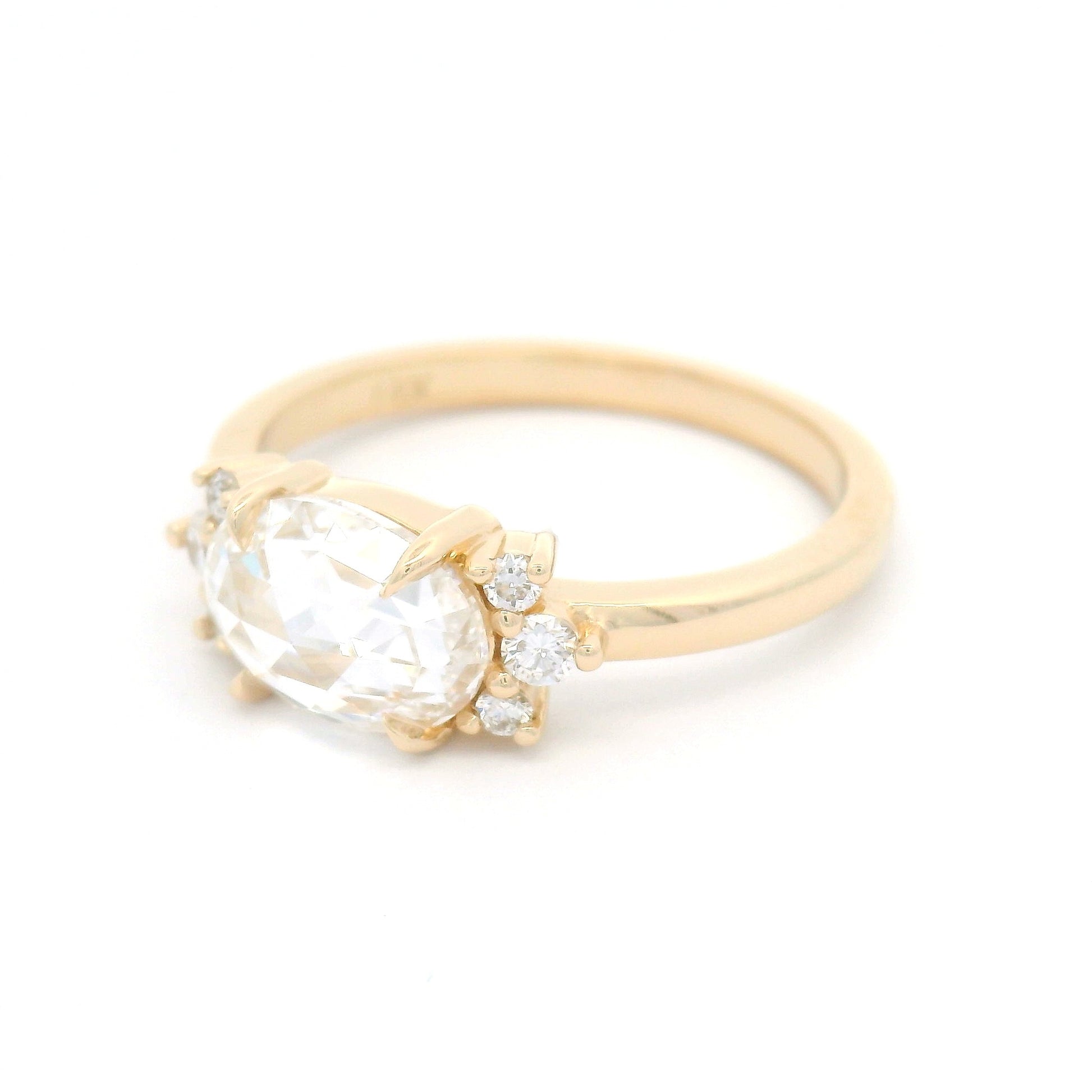 14k Yellow Engagement Ring with Lab-Grown 1.22ct Rose-Cut Diamond and Accent Diamonds