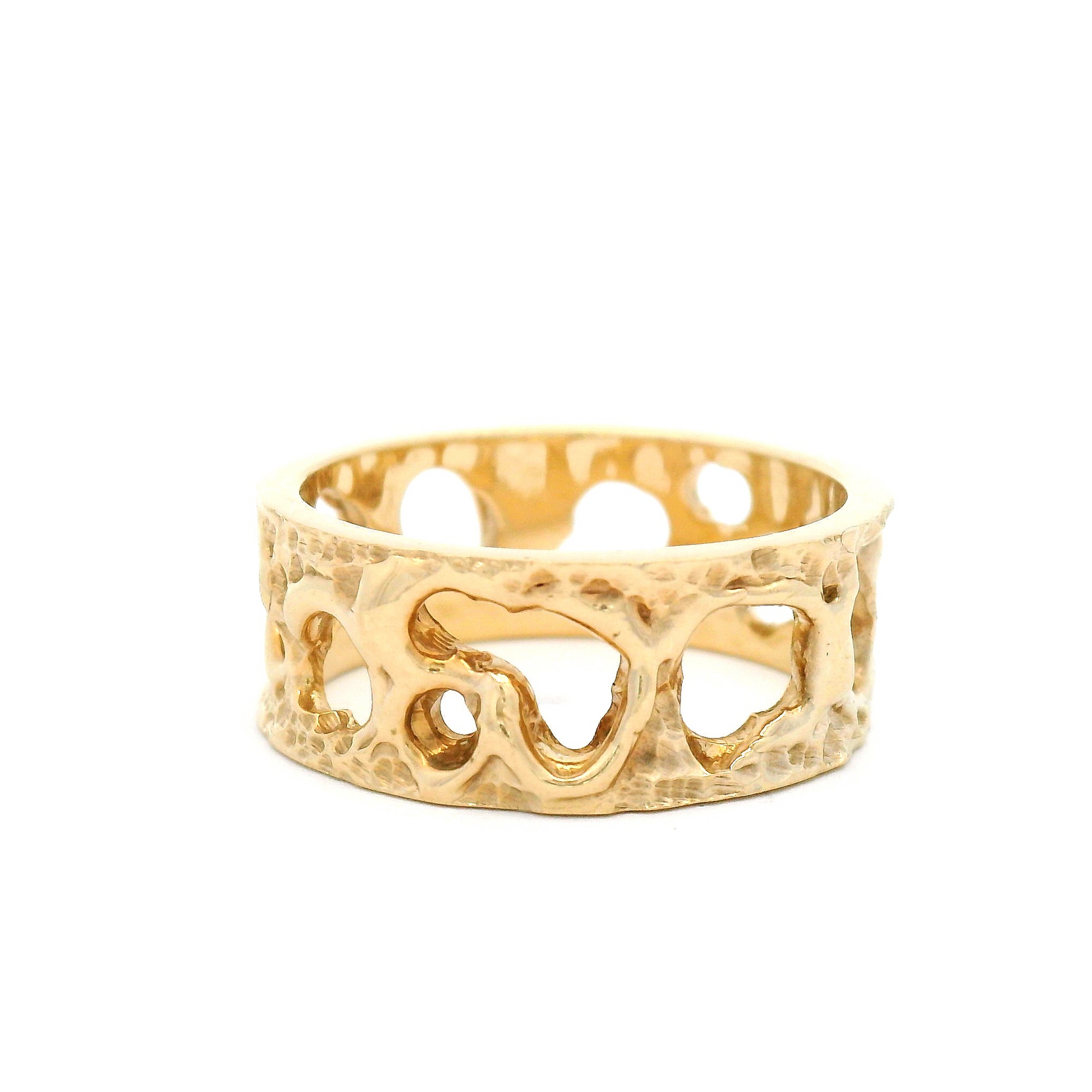 10k Yellow Gold Honeycomb Texture Wedding Band