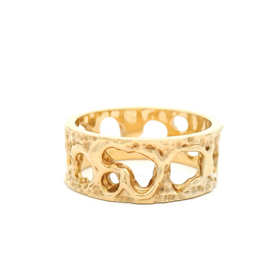 10k Yellow Gold Honeycomb Texture Wedding Band