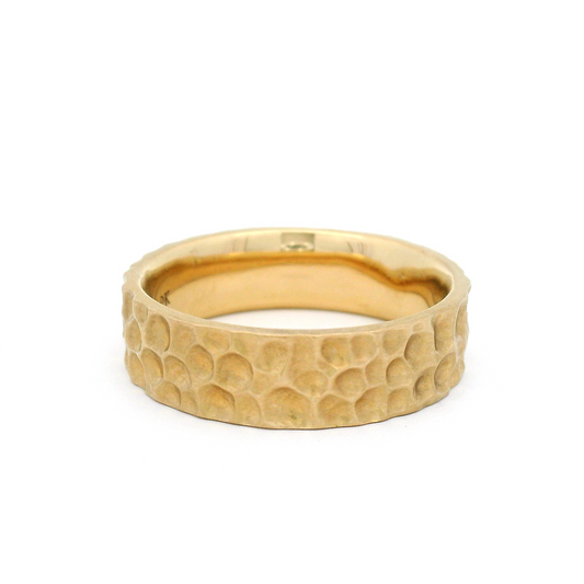 10k Yellow 8mm Wide Textured Wedding Band