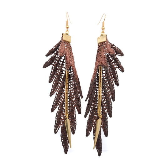 Long Cocoa Parrot Earrings