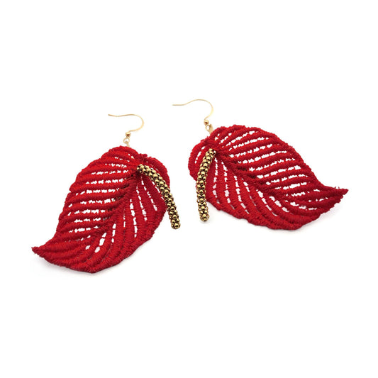 Lace Anthurium Flower Earrings