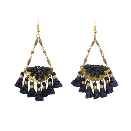 Black Lace & Tassel Earrings