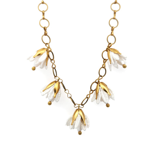 White Jasmine Floral Lace Necklace