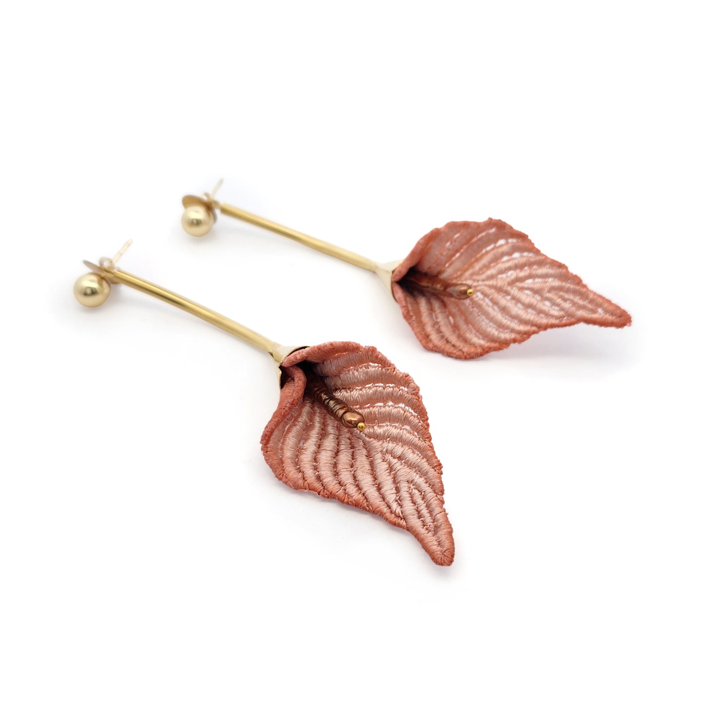 Rose Calla Lily Long Drop Earrings