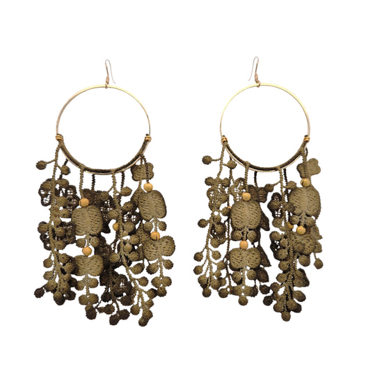 Fringe Floral Statement Earrings