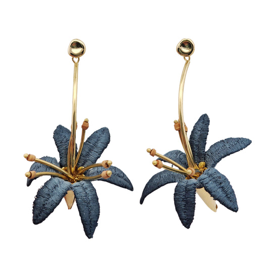 Navy Blue Lilium Earrings