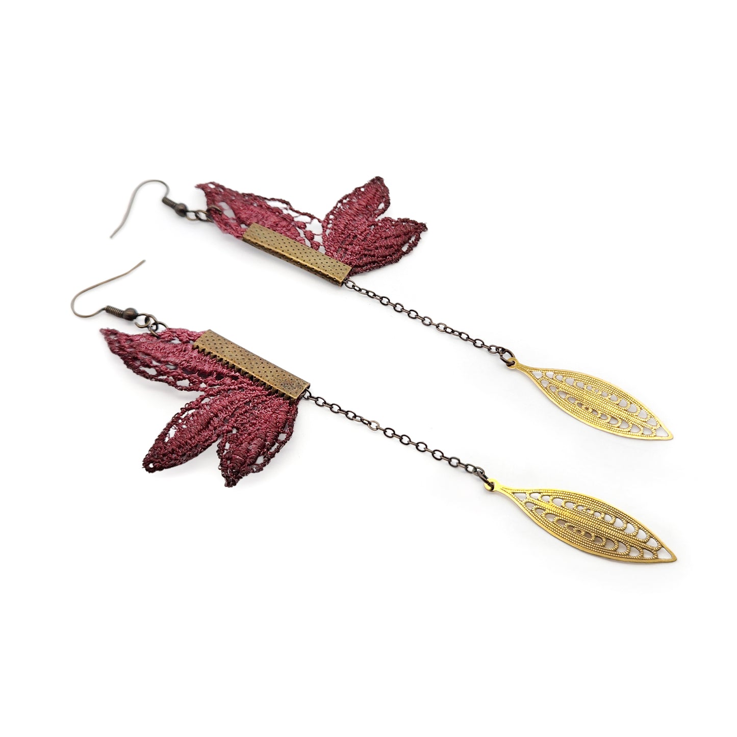 Floral Lace & Chain Earrings