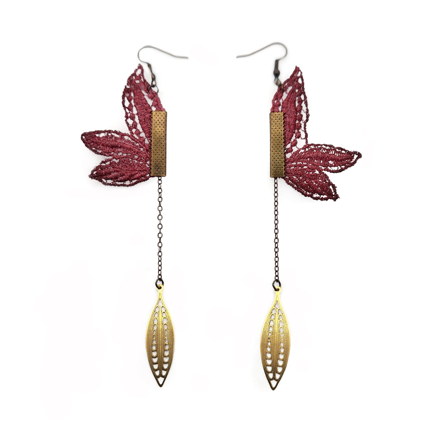 Floral Lace & Chain Earrings