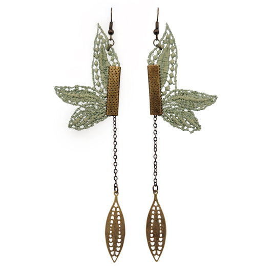 Floral Lace & Chain Earrings