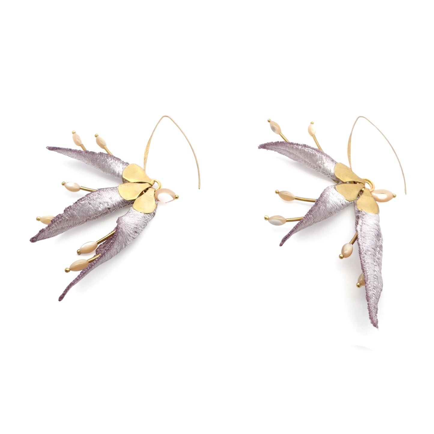 Lavender Strelitzia Flower Earrings