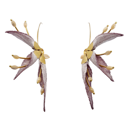 Lavender Strelitzia Flower Earrings