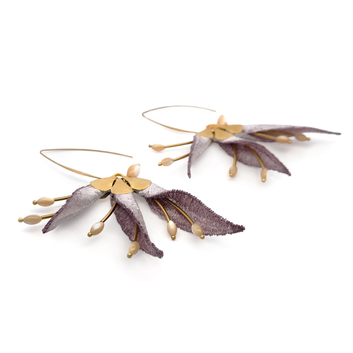 Lavender Strelitzia Flower Earrings
