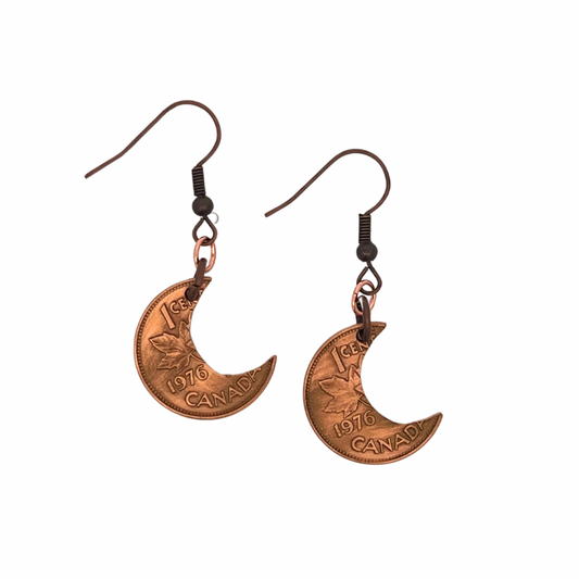 Canadian Penny Moon Earrings