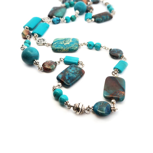 Long Beaded Turquoise Necklace
