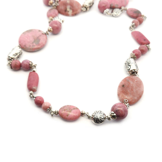 Long Beaded Pink Necklace