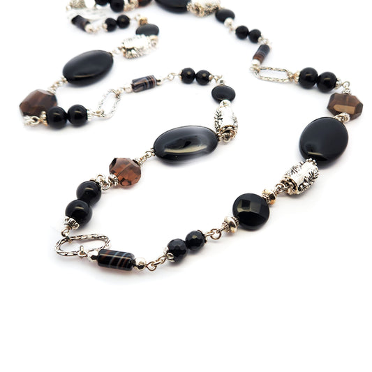 Long Beaded Black Onyx Necklace