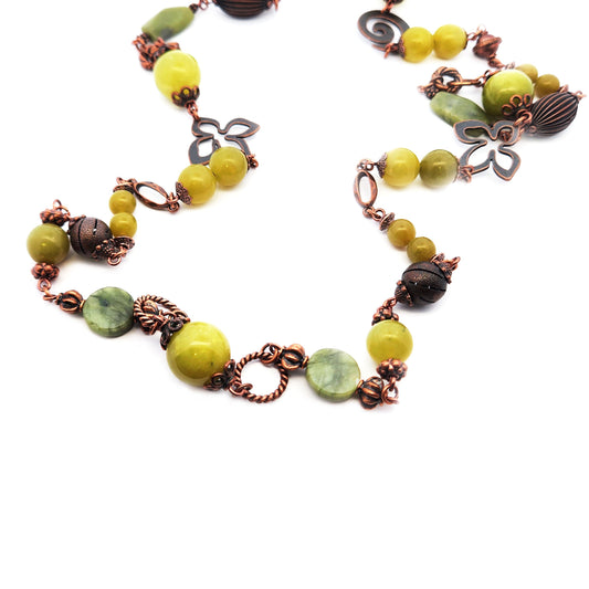 Long Beaded Lime Green Necklace