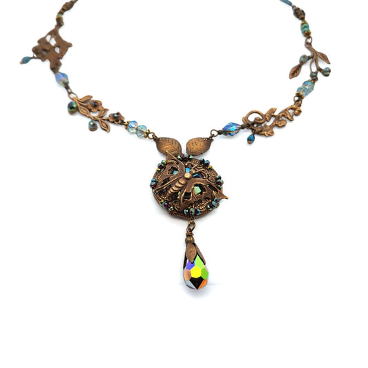Butterfly Brass Antique Fairy Necklace