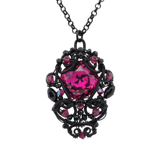 Pink & Black Wire Necklace