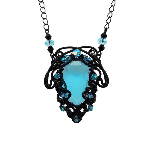 Light Blue & Black Wire Necklace