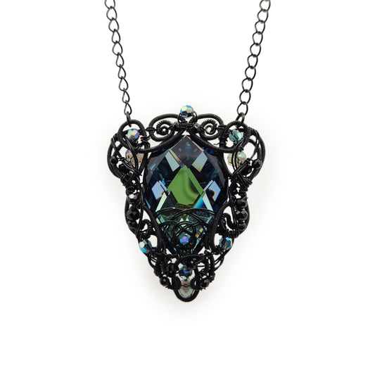 Teal & Black Wire Necklace