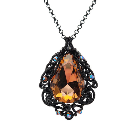 Orange & Black Wire Necklace