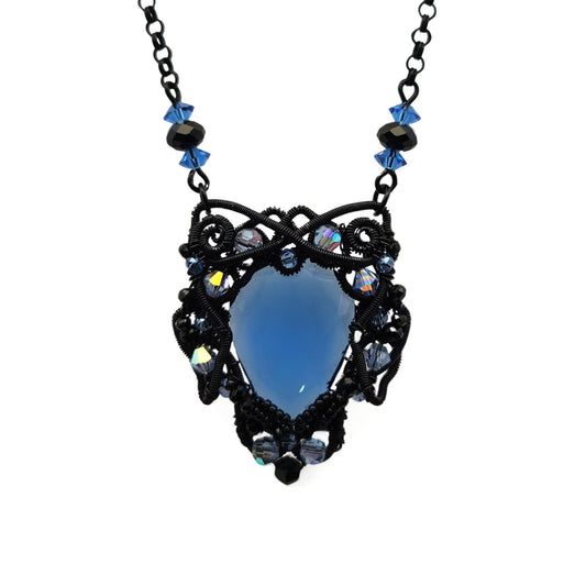 Blue & Black Wire Necklace