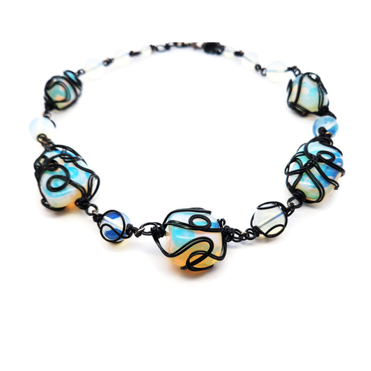 Black Wire Opalite Necklace