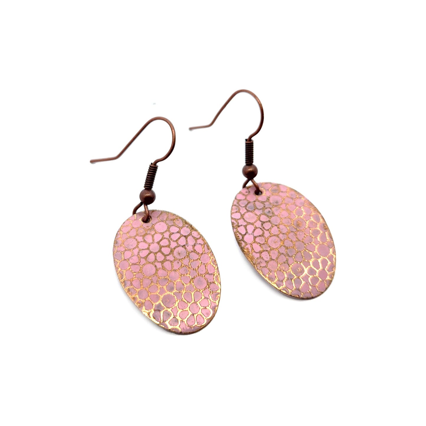 Pink Painted Copper Earrings