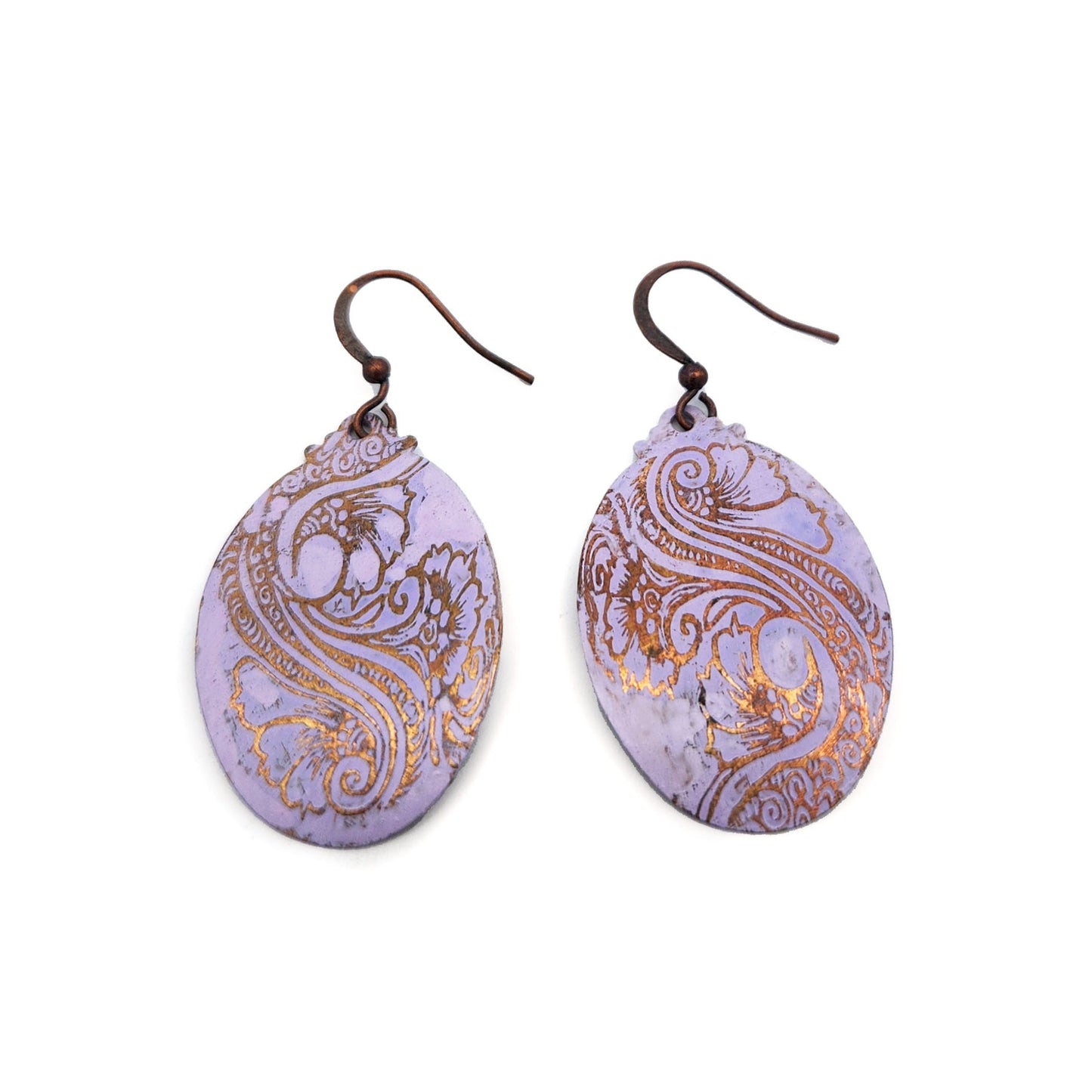 Purple Painted Copper Earrings