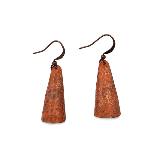Orange Painted Copper Earrings